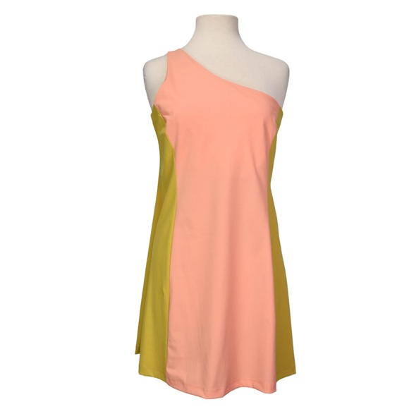 Outdoor Voices One Shoulder Dress Women’s XL Pink Green Workout Tennis Golf - Picture 1 of 8